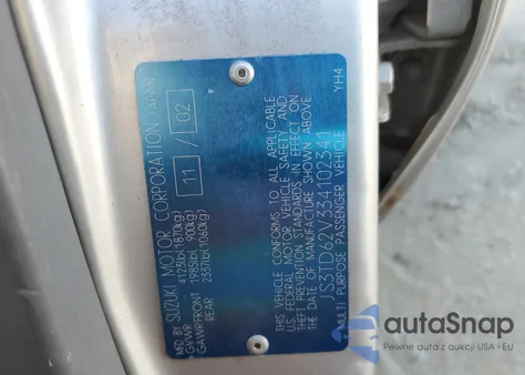 2003 Suzuki Grand Vitara Jlx Limited from USA, damaged, VIN JS3TD62V334102341